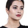 Green & Red Pearl Stone Borla/ Maang Tikka/Rakhdi for Women 5 side view women maang tikka