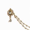 Gold Color Copper Material Pearl Nose Ring Indian Bollywood AD Nose Ring with Double Chain/Nath with Pearl Layered Chain (NTH-21) 4 Double Chain/Nath with Pearl Layered Chain