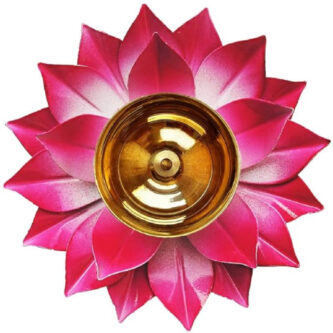 Lotus Design Brass Diya | Lotus Shaped Brass Deepak | 6 inches