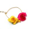 Dazzling Pink Color Flower Metal Small Diameter Nose Ring for Women 3 Flower Small Nose Ring