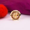 Gold Plated Brass Rajputi 3D Peacock Design Red Adjustable Ring for Women/Girls 3 Red Adjustable Ring