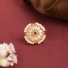 Gold Plated Metal American Diamond A.D Red Borla for Women/Girls 3 Gold Plated Metal American Diamond A.D Red Borla