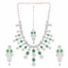 Luxurious Green and Silver American Diamond Necklace Set