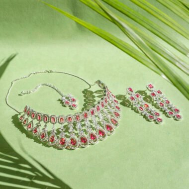 A.D. Pink and Silver Necklace Set