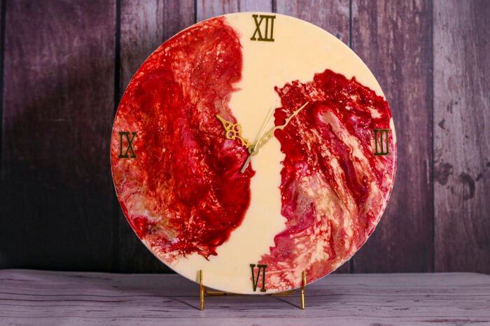 Red and Ivory White Traditional Clock