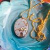 Gilded Elegance: Natural Grey Oval Resin Pendant with Golden Flakes 3 SG RSA CRTJWL 02 2