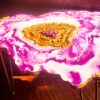 Purple Golden Beauty: Wooden Geode Resin Coffee Table for Home Decor 5 SG RSA TBL 033